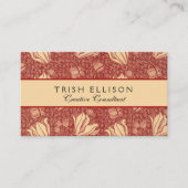 Morris Inspired Lily Flower Botanische rode textie Visitekaartje (Voorkant)