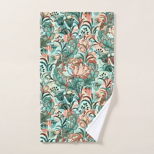 Morris inspireerde tulpen, pioenen, Acanthus Green Bad Handdoek (Handdoek)