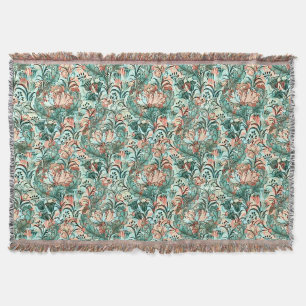 Morris inspireerde tulpen, pioenen, Acanthus Green Deken