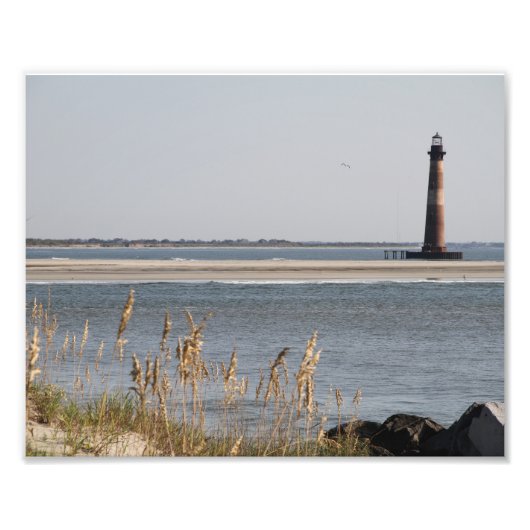 Morris Island Lighthouse, Folly Beach, Charleston Foto Afdruk (Voorkant)