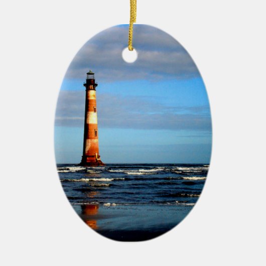 Morris Island Lighthouse Folly Beach Keramisch Ornament (Voorkant)