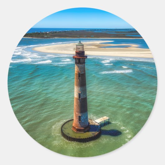 Morris Island Lighthouse (South Carolina) Ronde Sticker (Voorkant)
