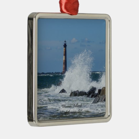 Morris Island Lighthouse Splash Metalen Ornament (Rechts)