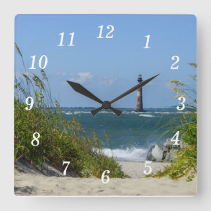 Morris Island Lighthouse Walkway Vierkante Klok