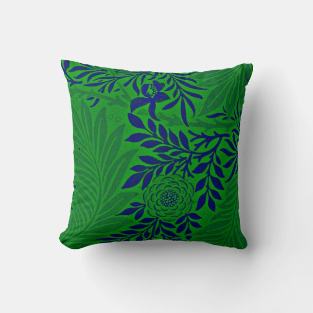 Morris - Larkspur in Vibrant Green en Blue Kussen (Voorkant)