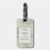 Morris lavendel & roze larkspur patroon bagagelabel (Achterkant verticaal)