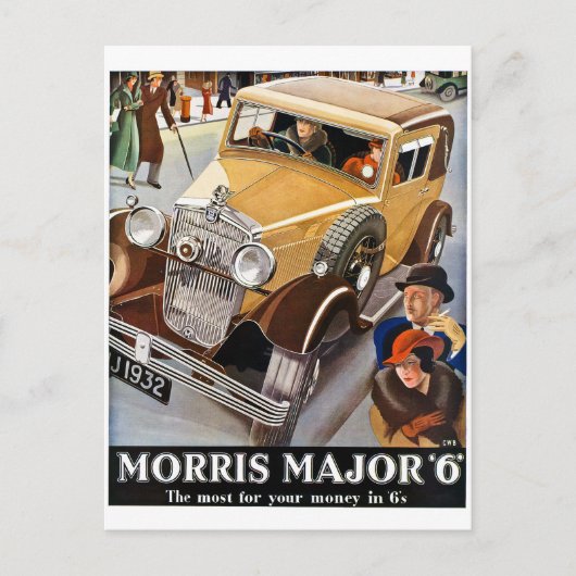 Morris Major 6 -  British Auto Advert Briefkaart (Voorkant)