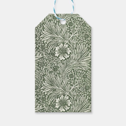 Morris Marigold Vintage 1875 Groene Bloembloem Cadeaulabel (Voorkant)