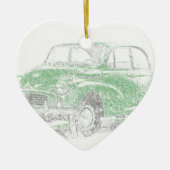 Morris Minor (Biro) Keramisch Ornament (Voorkant)