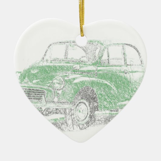 Morris Minor (Biro) Keramisch Ornament (Voorkant)
