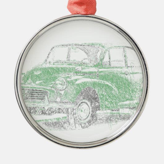 Morris Minor (Biro) Metalen Ornament (Voorkant)