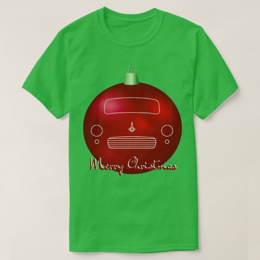Morris Minor Britse klassieke kerstbal specia T-shirt (Design voorkant)