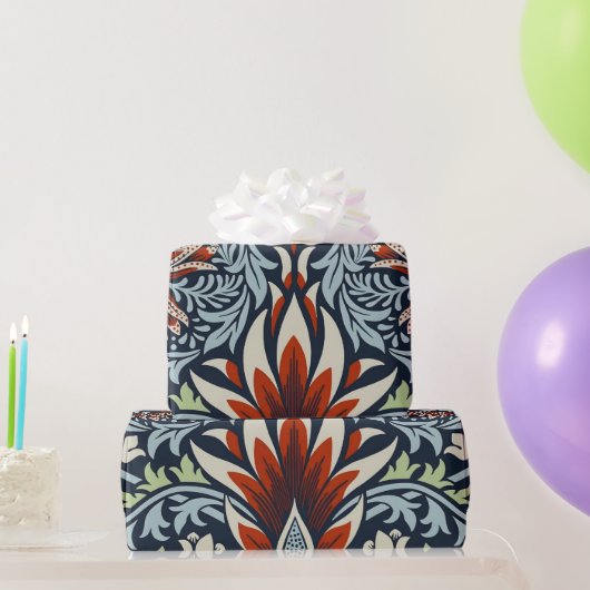 Morris Navy Blue Slangenhoofd Bloem Behang Cadeaupapier (Feestgeschenken)