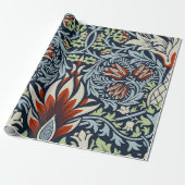 Morris Navy Blue Slangenhoofd Bloem Behang Cadeaupapier (Uitgerold)