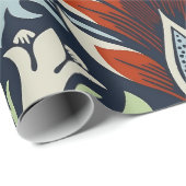 Morris Navy Blue Slangenhoofd Bloem Behang Cadeaupapier (Rol Hoek)