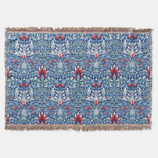 Morris Navy Blue Slangenhoofd Bloem Behang Deken (Voorkant)
