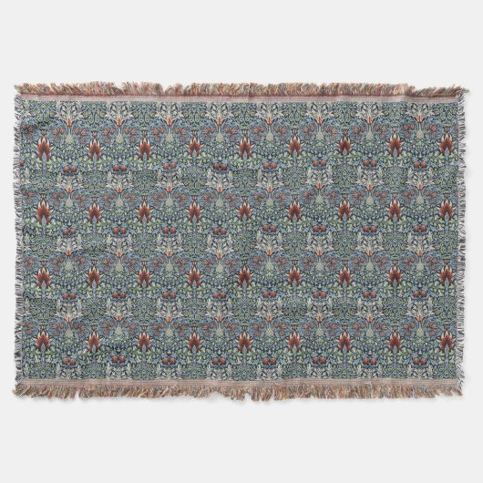 Morris Navy Blue Slangenhoofd Bloem Behang Deken (Voorkant)