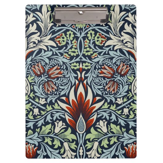 Morris Navy Blue Slangenhoofd Bloem Behang Klembord (Voorkant)