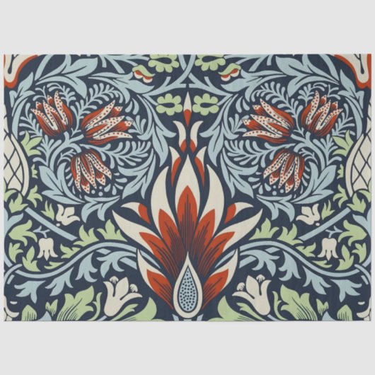 Morris Navy Blue Slangenhoofd Bloem Behang Tissuepapier (Voorkant)