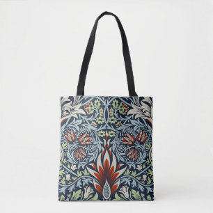 Morris Navy Blue Slangenhoofd Bloem Behang Tote Bag