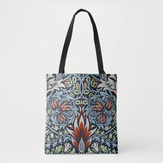 Morris Navy Blue Slangenhoofd Bloem Behang Tote Bag (Voorkant)