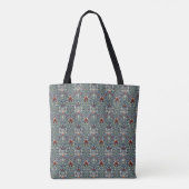 Morris Navy Blue Slangenhoofd Bloem Behang Tote Bag (Achterkant)