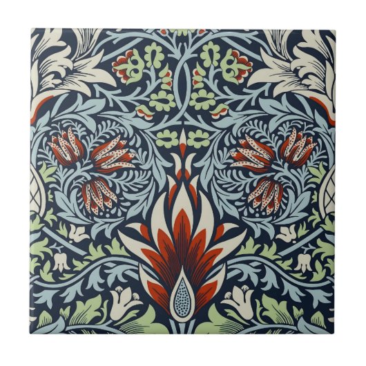 Morris Navy Blue Slangenhoofd Bloemmotief Behang Tegeltje (Voorkant)