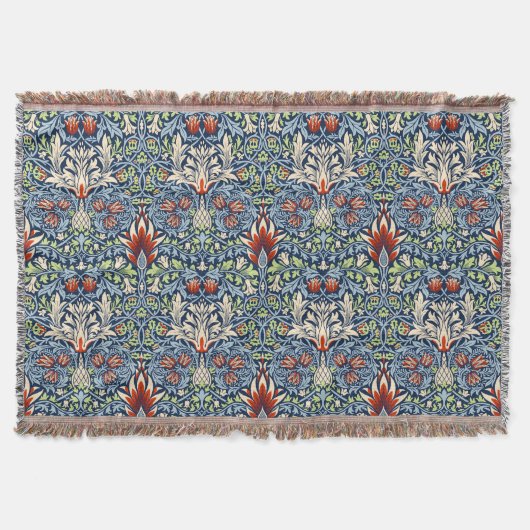 Morris Navy Blue Slangenkop Bloem Behang Deken (Voorkant)
