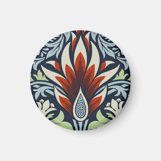Morris Navy Blue Slangenkop Bloem Behang Magneet (Voorkant)