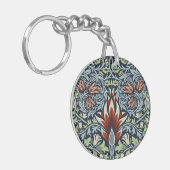 Morris Navy Blue Slangenkop Bloem Behang Sleutelhanger (Voorkant Links)