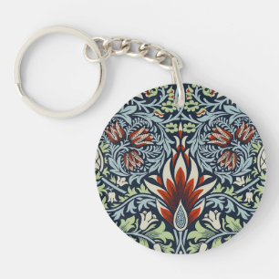 Morris Navy Blue Slangenkop Bloem Behang Sleutelhanger