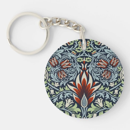 Morris Navy Blue Slangenkop Bloem Behang Sleutelhanger (Voorkant)