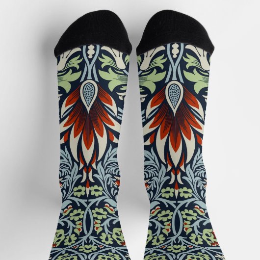 Morris Navy Blue Slangenkop Bloem Behang Sokken (Top)