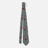 Morris Navy Blue Slangenkop Bloem Behang Stropdas (Achterkant)