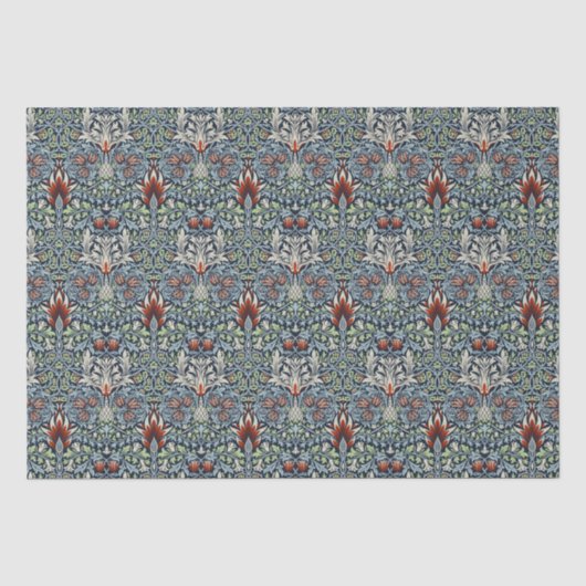 Morris Navy Blue Slangenkop Bloem Behang Tissuepapier (Voorkant)