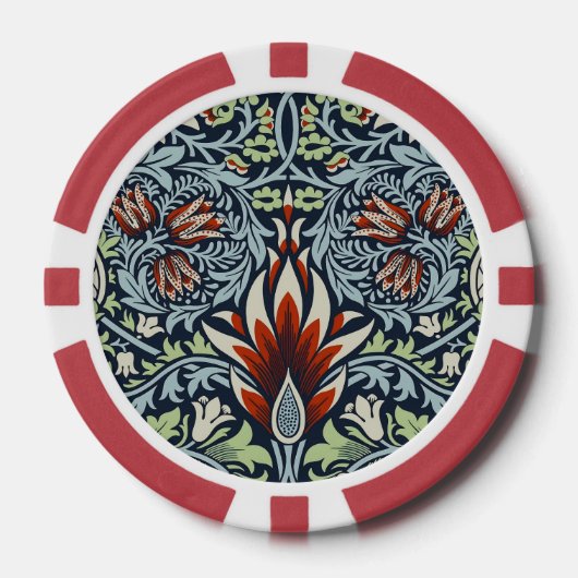 Morris Navy Blue Slangenkop Bloembehang Poker Chips (Voorkant)