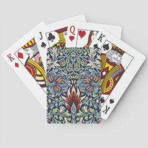 Morris Navy Blue Slangenkop Bloembehang Pokerkaarten