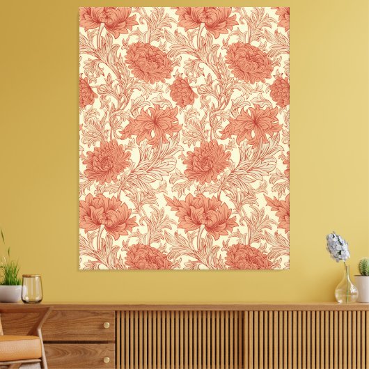 Morris Oranje Chrysanthemum Victoriaans Pattern Canvas Afdruk (Insitu (Woonkamer))