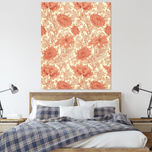 Morris Oranje Chrysanthemum Victoriaans Pattern Canvas Afdruk (Insitu (Slaapkamer))