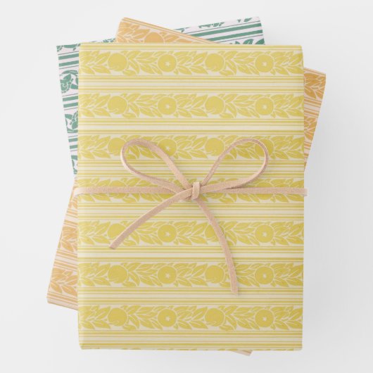  Morris Oranje Geel Groen Stripe Patroon Inpakpapier Vel (In situ)