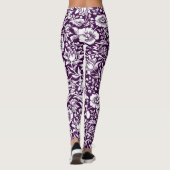 Morris Paarse & Witte Bloempatroon Leggings (Achterkant)
