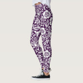 Morris Paarse & Witte Bloempatroon Leggings (Links)