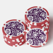 Morris Paarse & Witte Bloempatroon Poker Chips (Opstapeling)