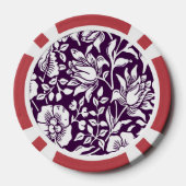 Morris Paarse & Witte Bloempatroon Poker Chips (Achterkant)