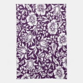 Morris Paarse & Witte Bloempatroon Theedoek (Verticaal)