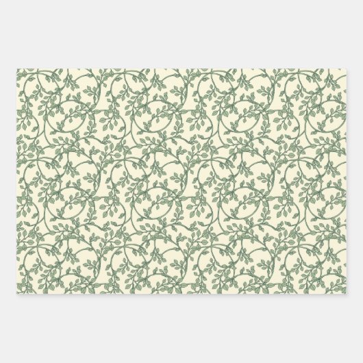 Morris Park Red en Green Floral Demask Inpakpapier Vel (Voorkant 2)
