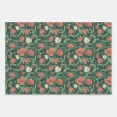 Morris Park Red en Green Floral Demask Inpakpapier Vel (Voorkant)