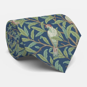  Morris Pattern Bird en Granaatappel Blauw Stropdas
