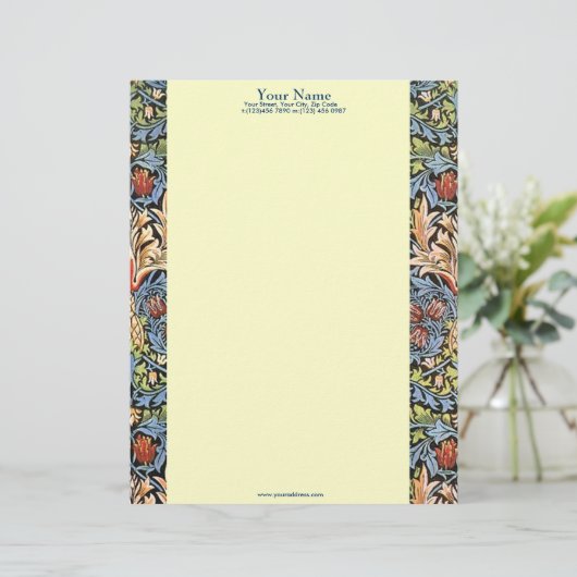 Morris Patterned Letterhead Briefhoofd Ontwerp (Staand voorkant)