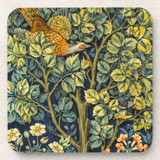 Morris  Pheasant eekhoorn & Bloempatroon Bier Onderzetter (Voorkant)